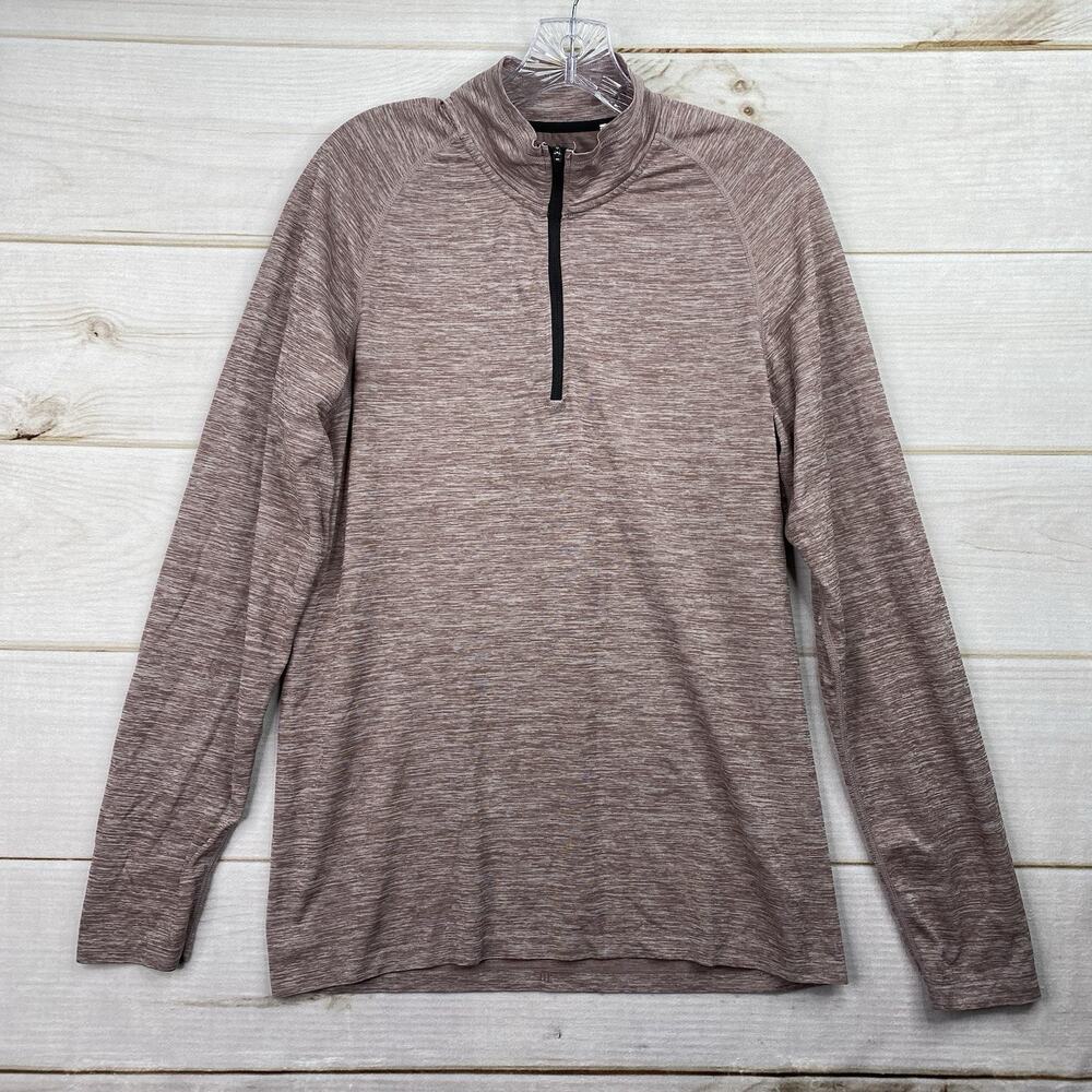 Zella Womens M Top Mauve Heather 1/4 Zip Long Sleeve Activewear Running Workout